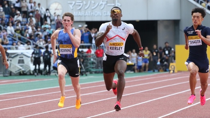 【セイコーGGP】男子100m予選1組:フレッド カーリー(アメリカ)が制す