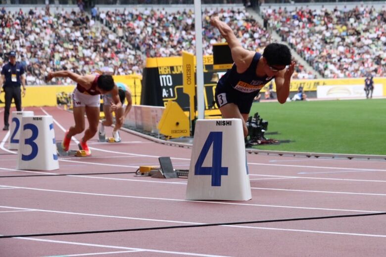 【セイコーGGP】男子 400m：緊張のスタートシーン。優勝を飾ったのはリースホルダー（オーストラリア）